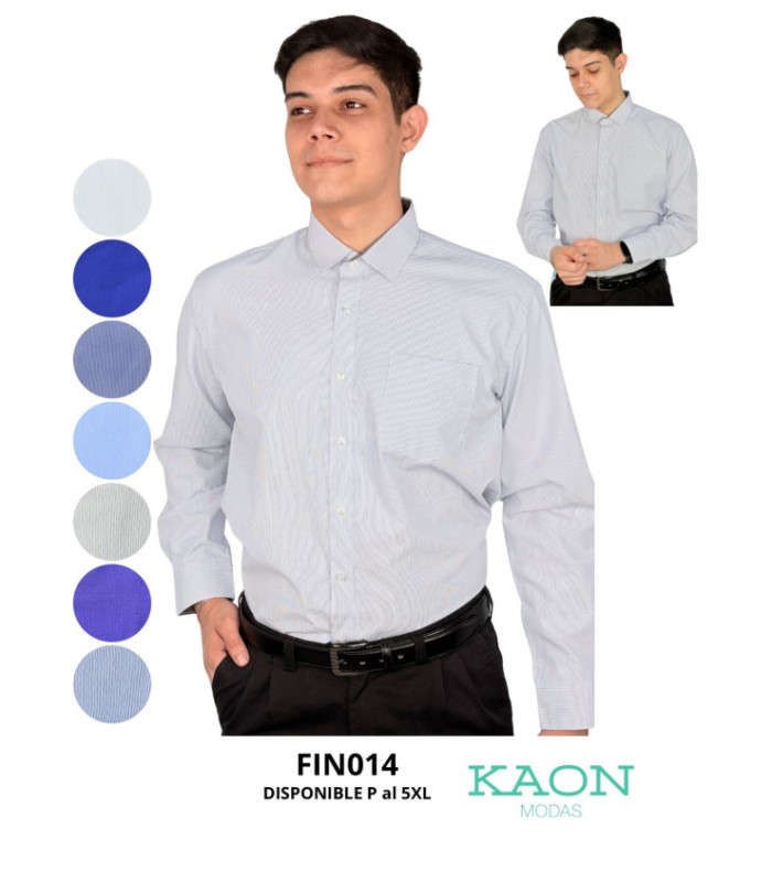 CAMISA M/L MASC. LISTRADO SLIM FIT S AL 5XL