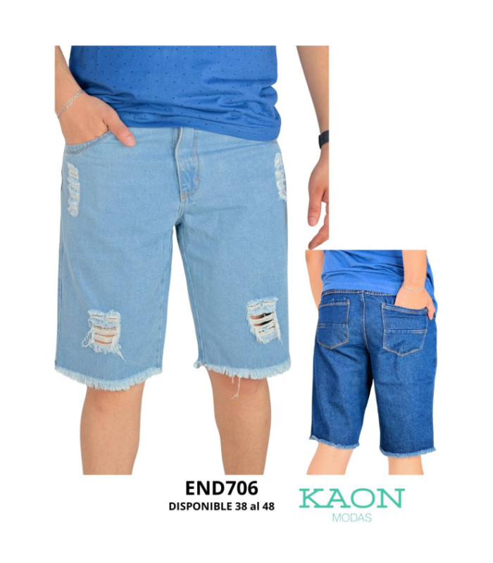 BERMUDA JEANS MASC. RASGADO.  38 AL 48. ENDORPHIN
