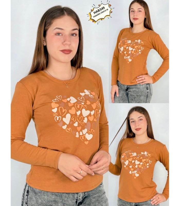 BLUSA ALGODON M/L CORAZON.