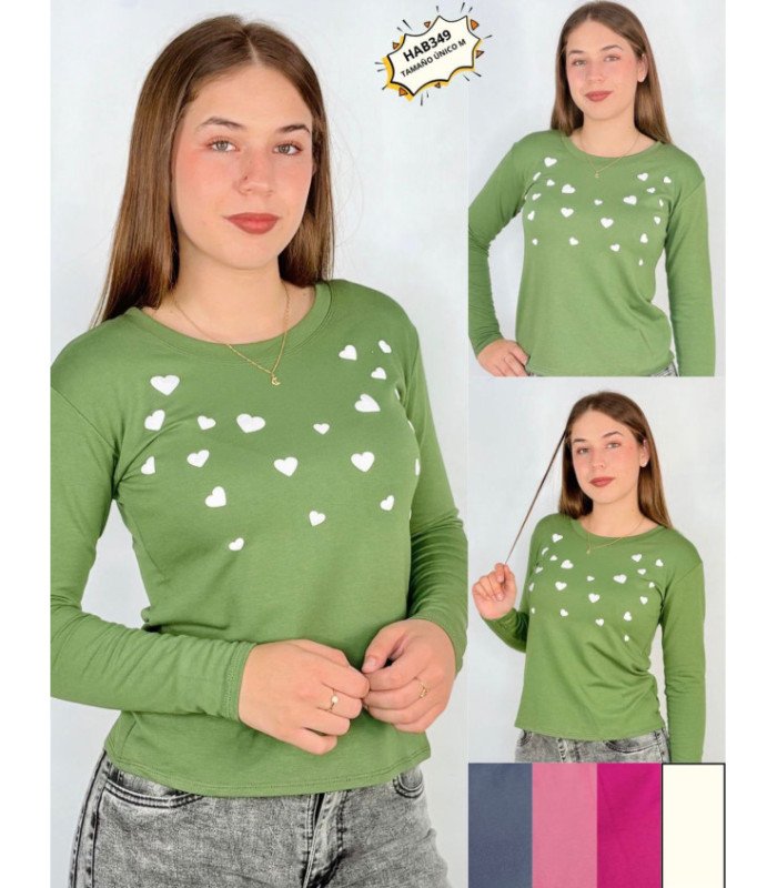 BLUSA ALGODON M/L CORAZON.