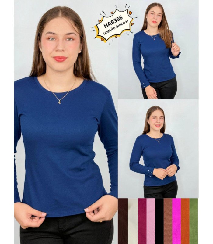 BLUSA SRTA.M/L C/ MOÑO EN LA MANGA.