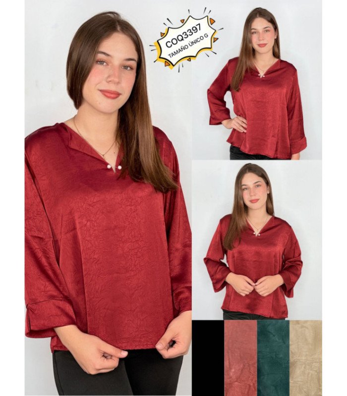 BLUS.SRA.MANGA 3/4 TELA SATIN.COQUETA