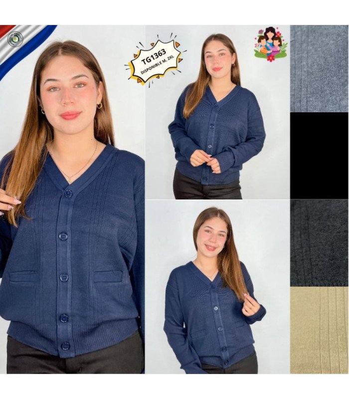SUETER SRA.DE HILO CON BOTON