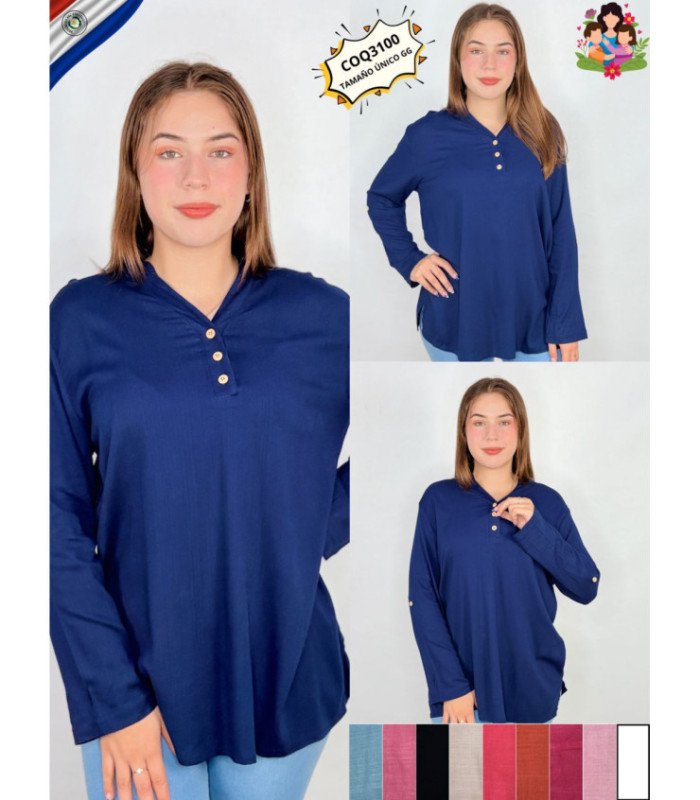 BLUSA SRA.M/L TELA LINO.COQUETA