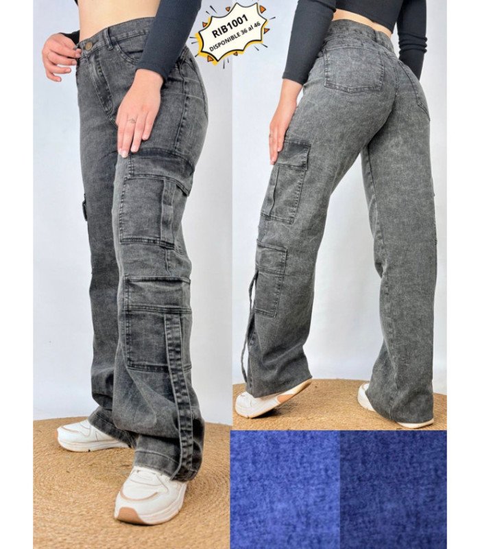 PANT.JEANS FEM.CARGO.36 AL 46.RIBBON
