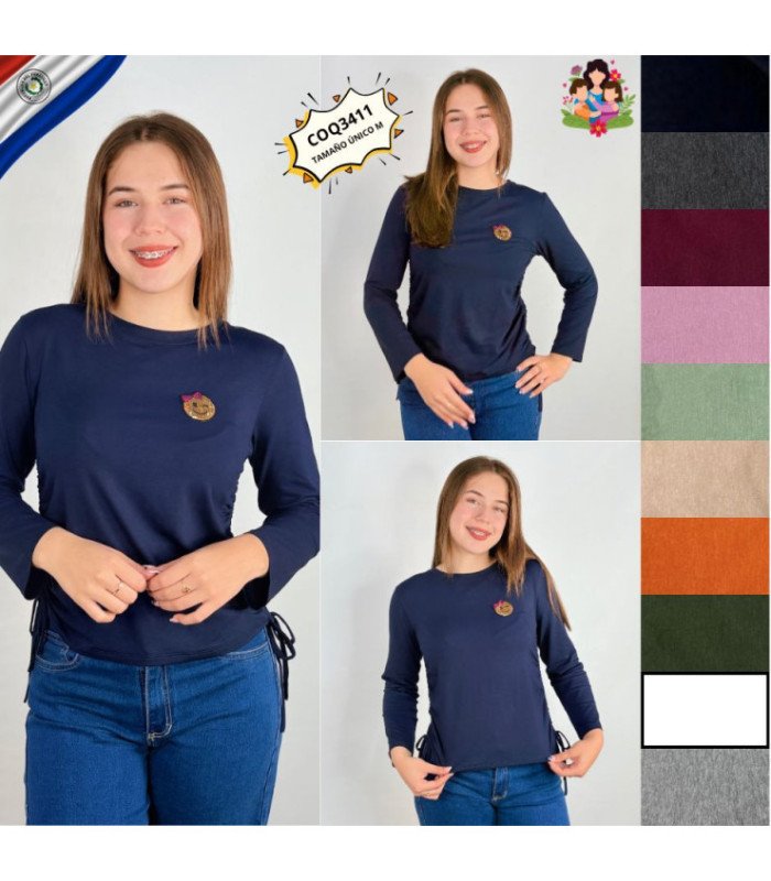 BLUS.SRTA.M/L FRUNCIDO EN LOS COSTADOS.COQUETA