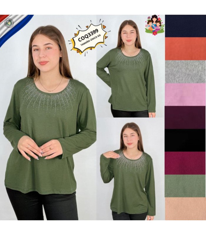 BLUS.SRA.ALG.C/ BRILLO EN EL PECHO.COQUETA