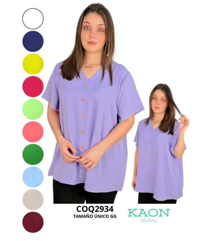 BLUSA M/C SRA.DUNNA CON BOTONES.COQUETA