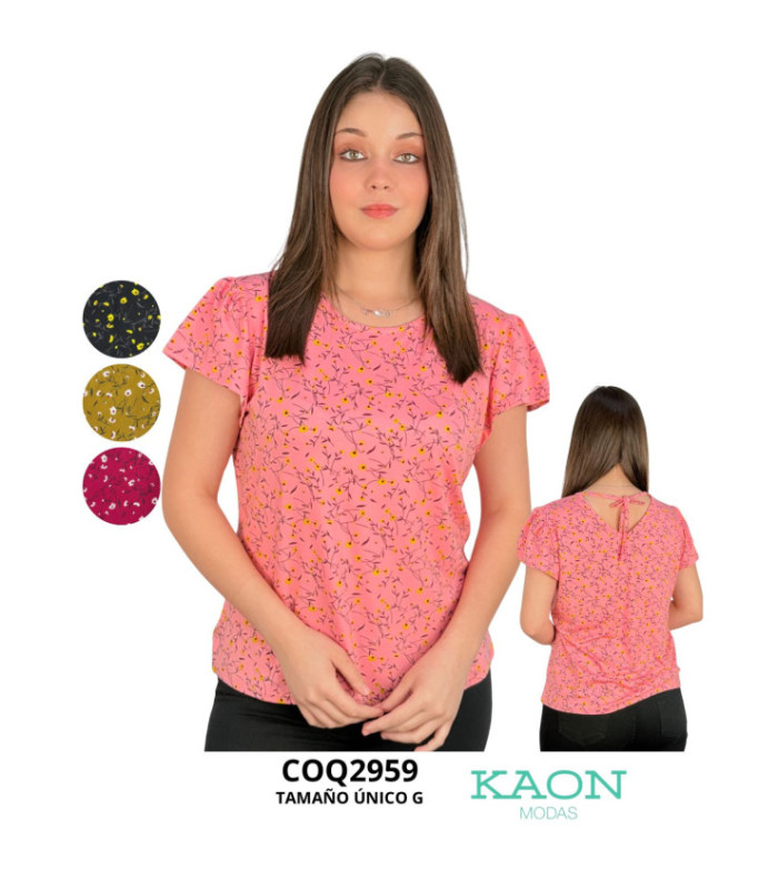 BLUS.SRA.M/C FLOREADO C/ ABERTURA ATRAS.COQUETA