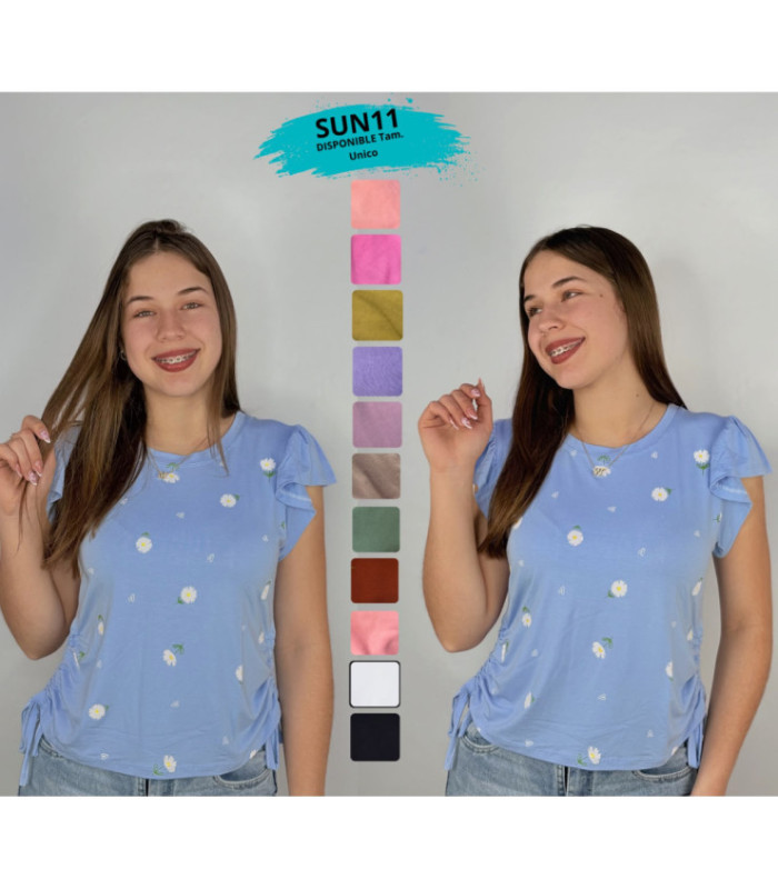 BLUS.SRTA.M/C FRUNCIDA,TIRAS EN EL COSTADO.SUNKISSED