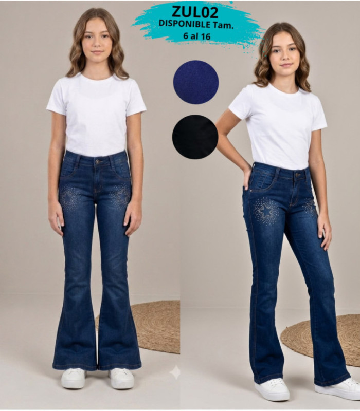 PANT.INFANTIL FLARE C/ BRILLO ESTRELLA 6 AL 16.