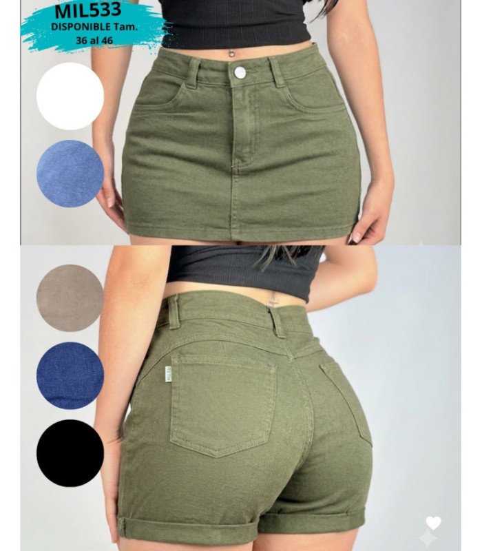 SHORT POLLERA JEANS 36 AL 46.MILKU