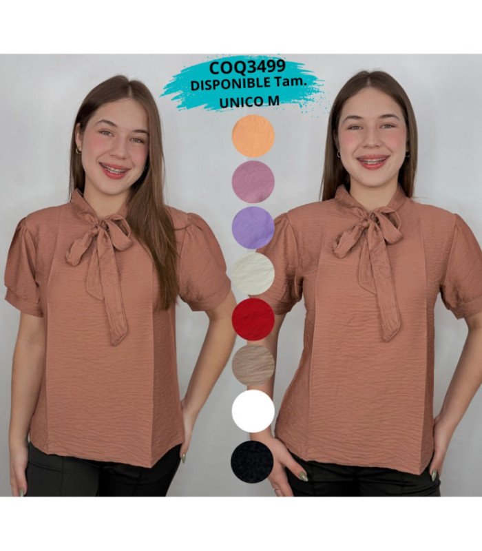 BLUSA M/C  SRTA.MOÑO EN EL CUELLO.COQUETA