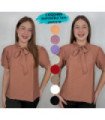 BLUSA M/C  SRTA.MOÑO EN EL CUELLO.COQUETA