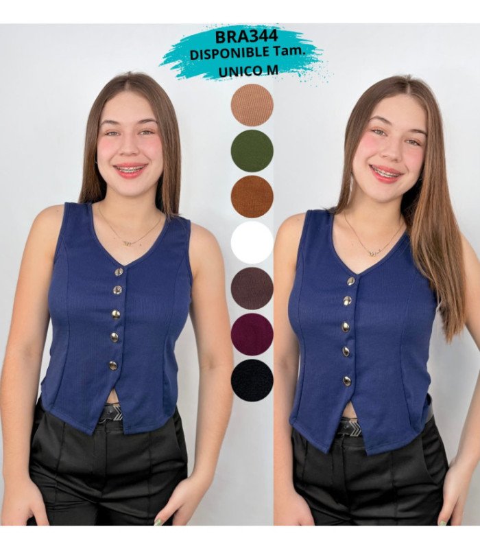 BLUSA SIN MANGA C/ BOTONES DORADO