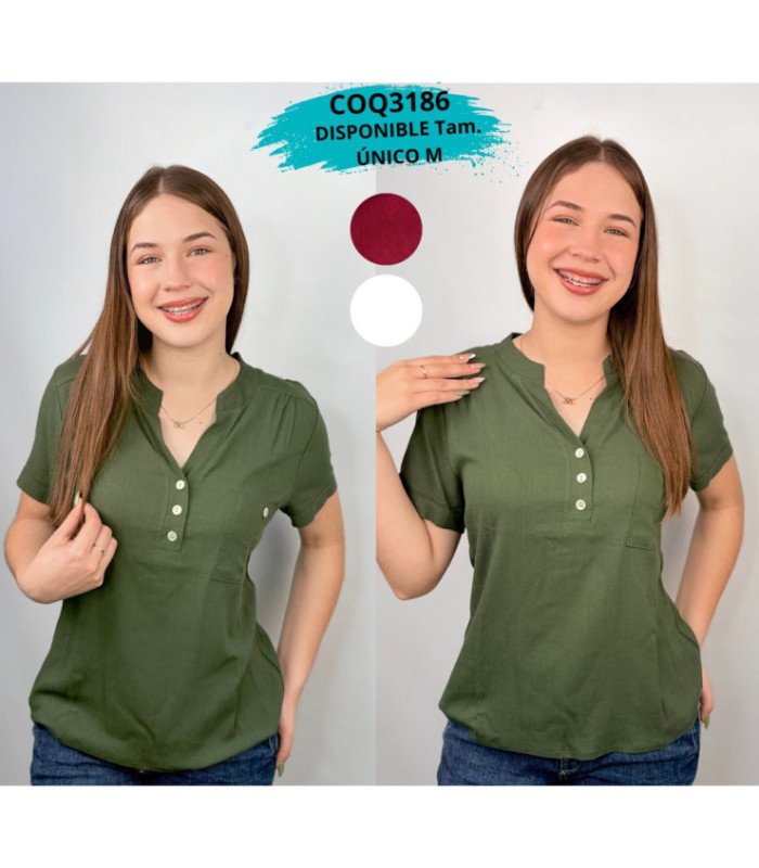 BLUSA SRTA.C/ BOLSILLO TELA LINO COQUETA