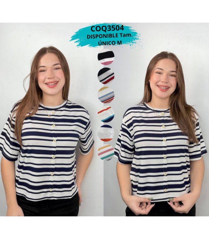 BLUS. SRTA.CROPPED LISTRADO TAMANHO G.COQUETA