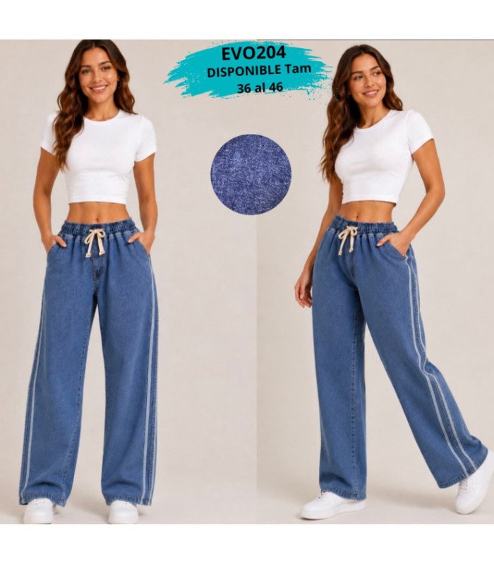 PANT.JEANS FEM.MOM C/ GOMA 36 AL 46.EVO