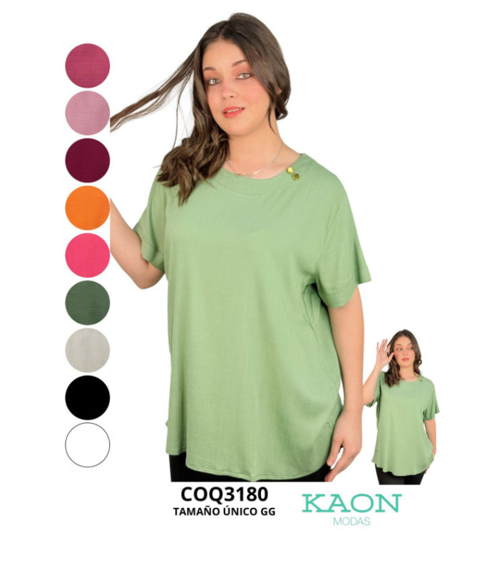 BLUSA SRA.M/C TELA LINO.COQUETA