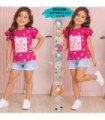 BLUS.INFANTIL M/C MANGA FRUNCIDO,ESTAMPADO