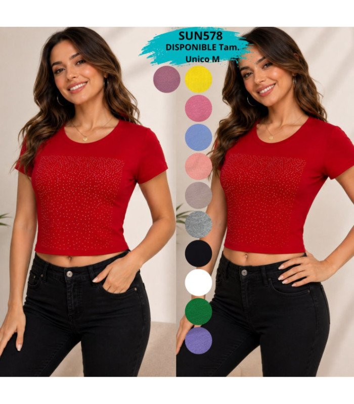 BLUS.SRTA.M/C C/ BRILLO ENFRENTE.SUNKISSED