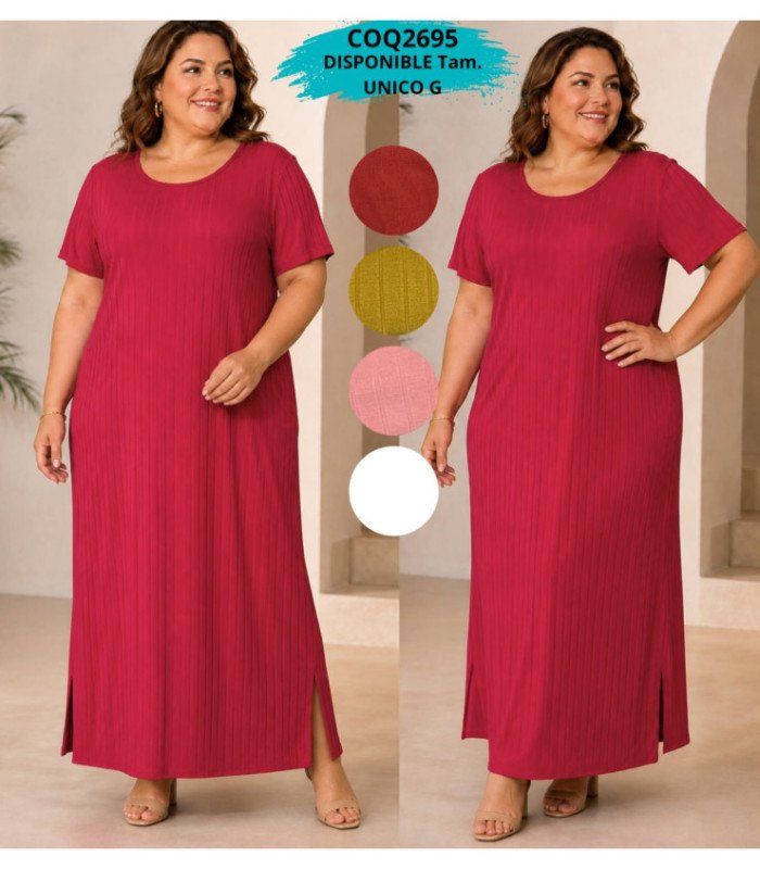 VESTIDO M/C LARGO ALG.COQUETA