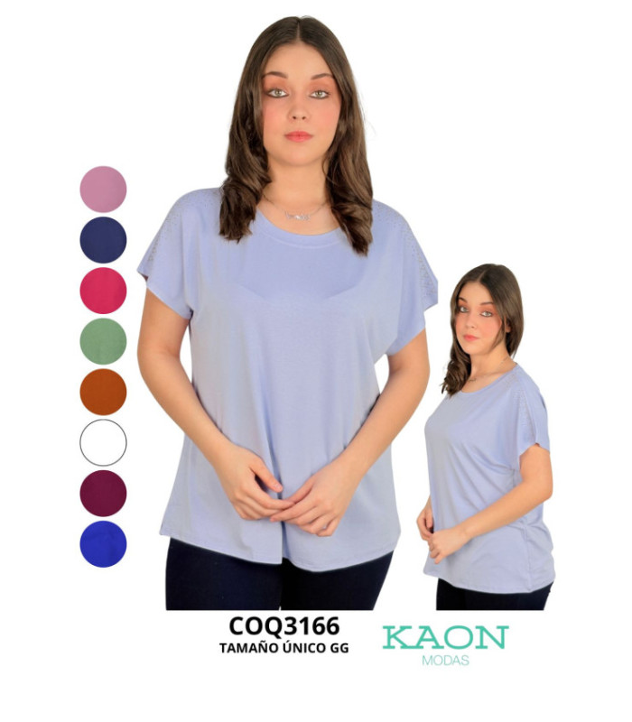 BLUS. SRA.M/C ALGODON C/ BRILLO.COQUETA