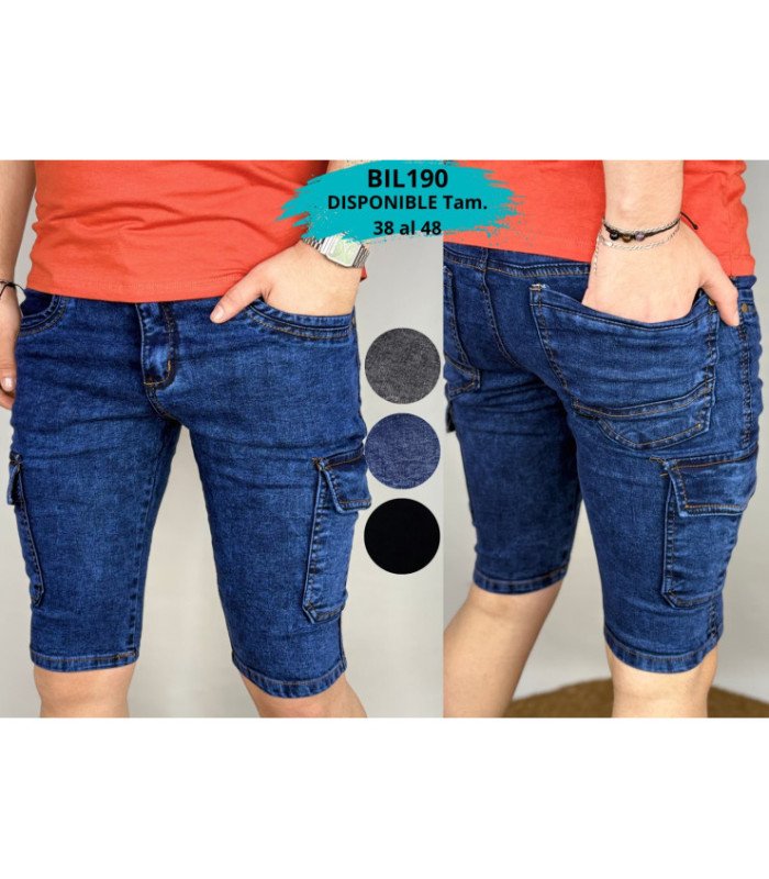 BERMUDA JEANS CARGO MASC.38 AL 48 BILLI