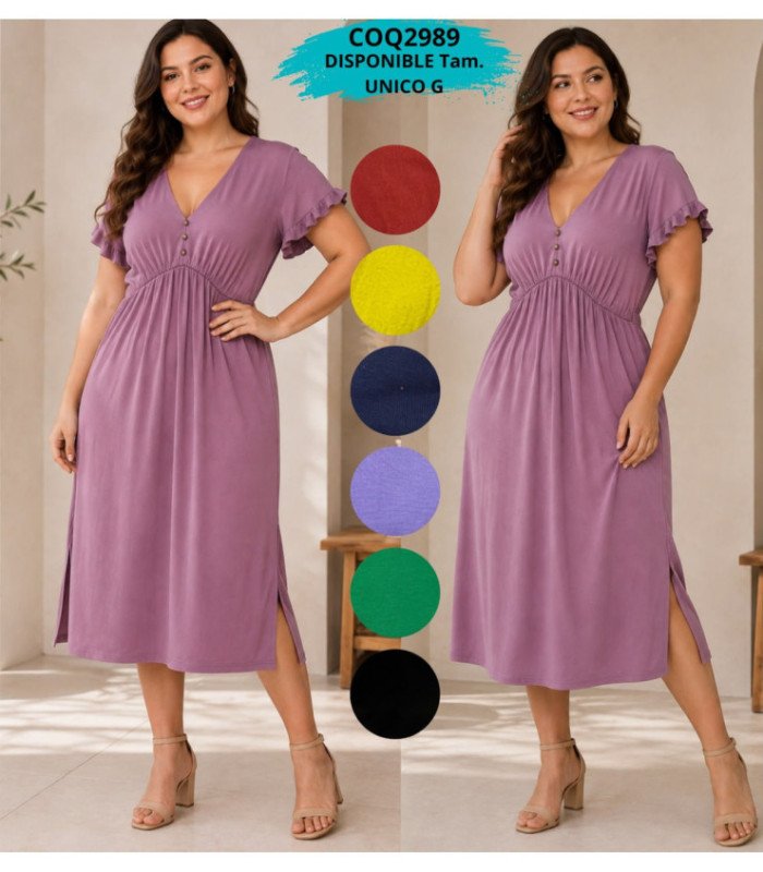 VESTIDO SRA. ALG. C/BOTONES.COQUETA