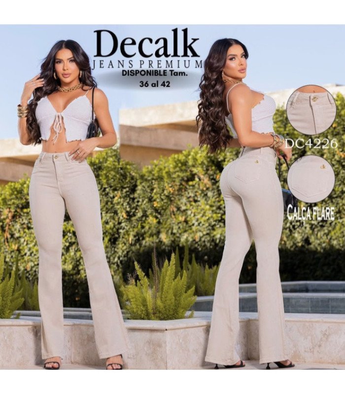 PANT.JEANS FEM.COLOR CREMA.