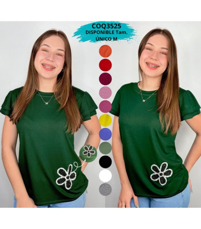 BLUSA SRTA.M/C BABADO EN EL BRAZO.COQUETA