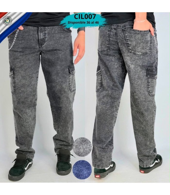 PANT.JEANS MASC.CARGO Y CADENA 36 AL 46.CILO