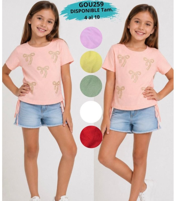 BLUS.M/C INFANTIL ALG.C/ TIRAS.