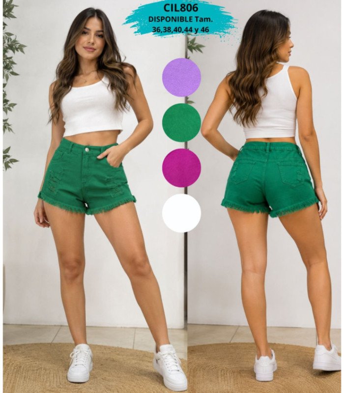 SHORT MOM RAGADO COLORIDO 36 AL 46