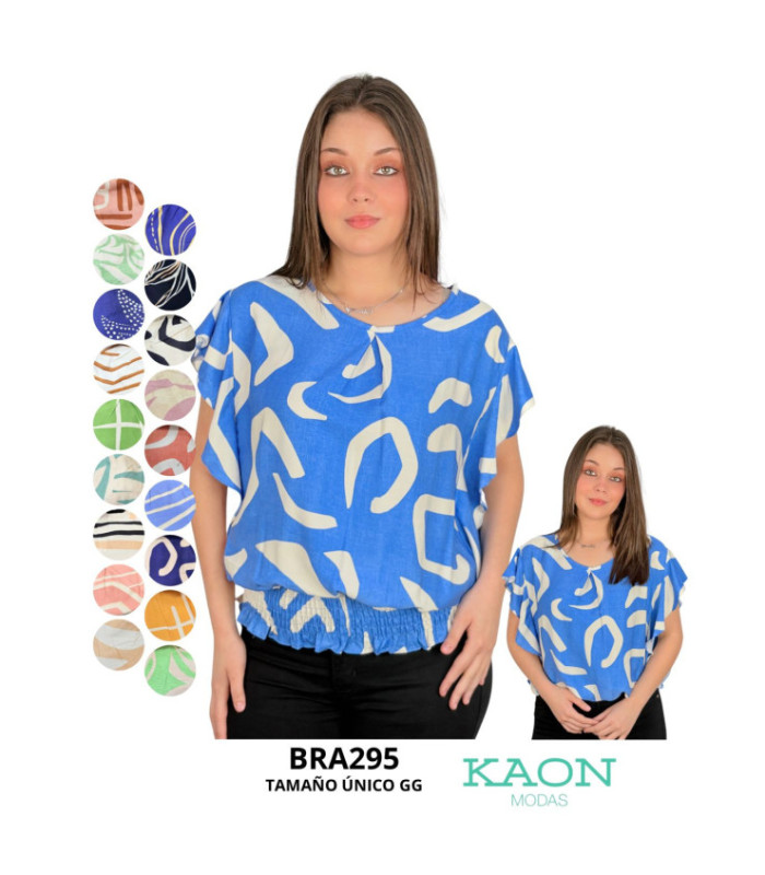 BLUS. ESTAMPADA FRUNCIDO TAM.MEDIANO