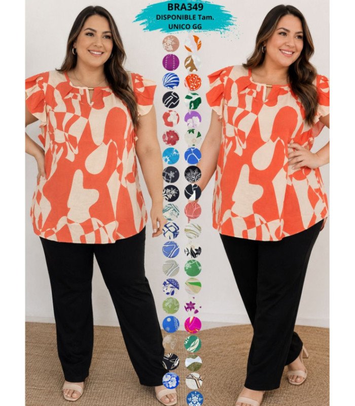 BLUSA ESTAMPADA MANGA FRUNCIDO