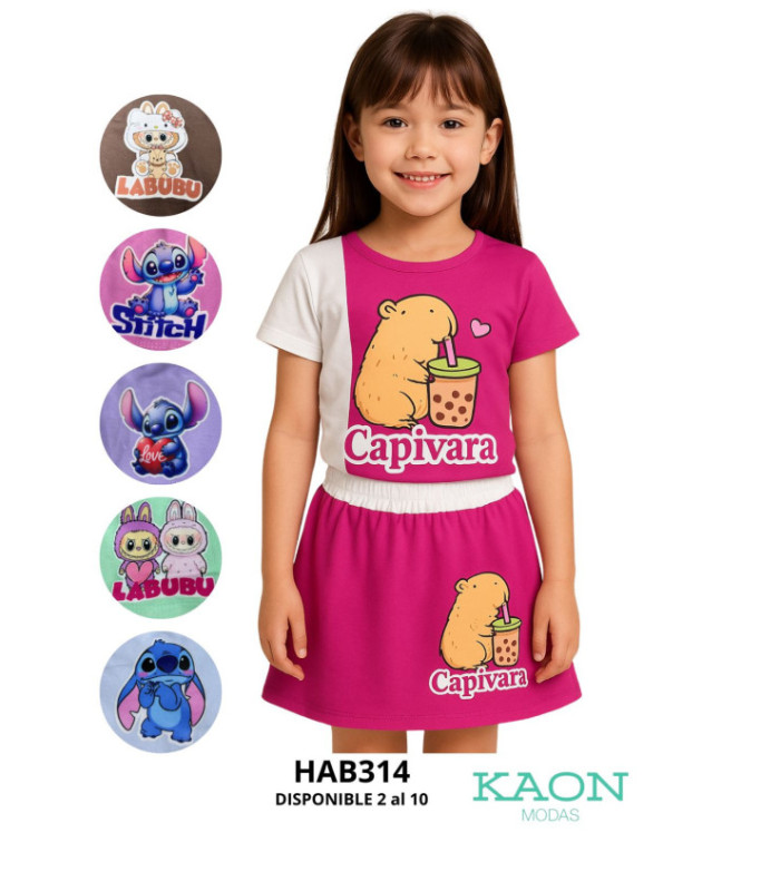 CONJUNTO SHORT POLLERA INFANTIL