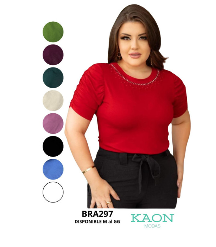 BLUSA M/C CON PERLAS P AL GG.