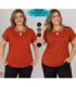 BLUSA SRA.ALGODON M/C.TIRAS EN EL CUELLO.