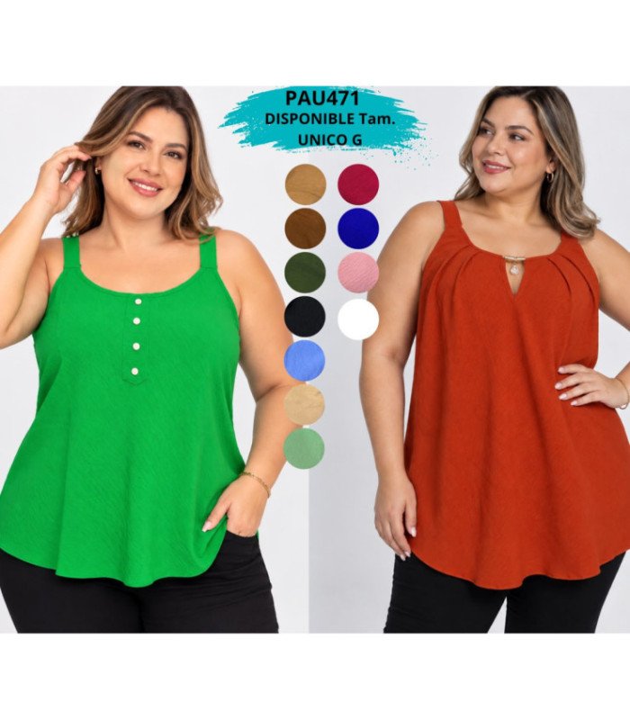 BLUSA SRA. SIN MANGA ESTAMPADA,TIRAS REGULABLE.