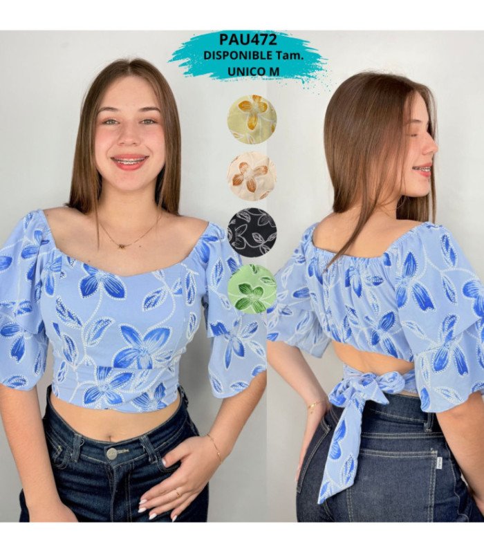 CROP M/C TELA BORDADO