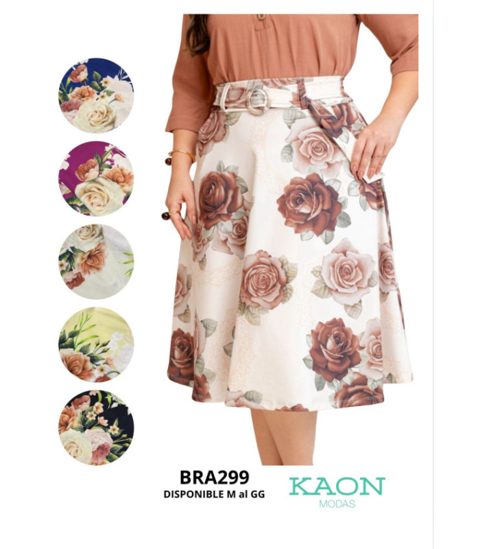 POLLERA C/ CINTO ESTAMPADO