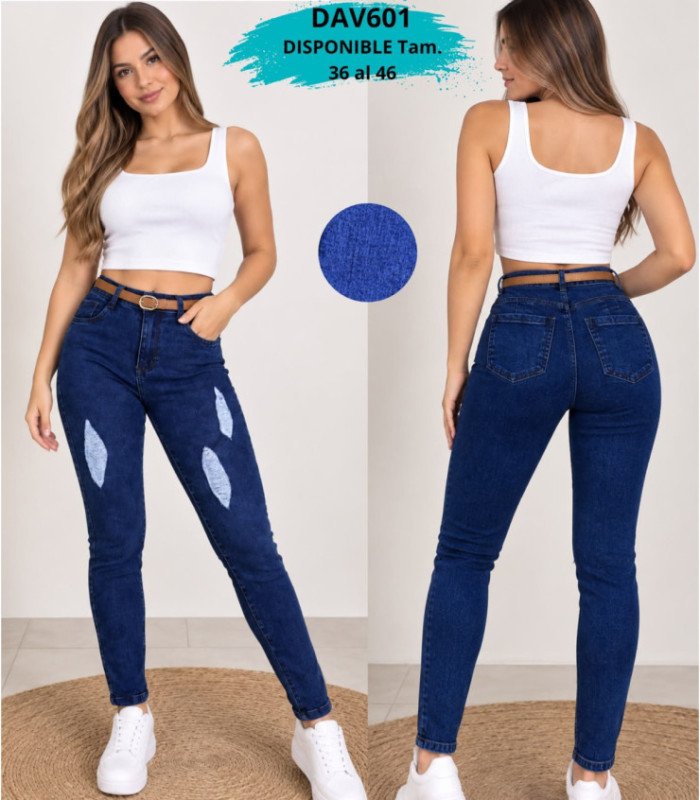 PANT.JEANS FEM.RASGADO 36 AL 46.DAVINCHI
