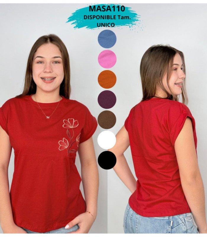BLUSA SRTA. ALG.M/C CON DISEÑO FLOR.