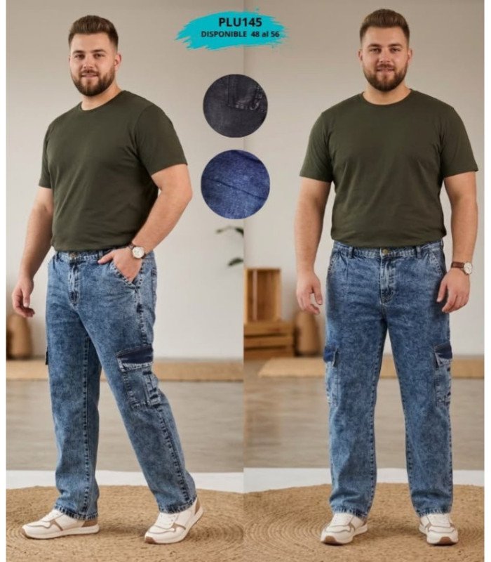 PANT.JEANS CARGO MASC.36 AL 48 AL 56.PLUS