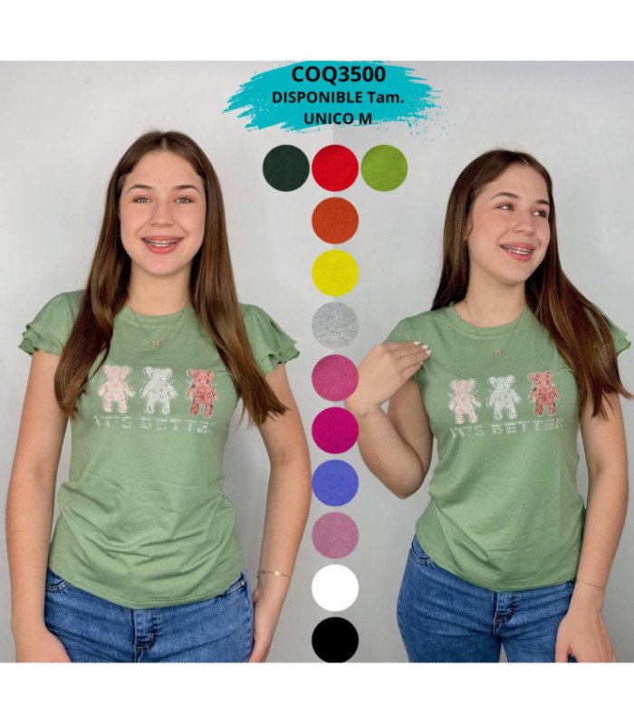 BLUS. SRTA.ALG.M/C FRUNCIDO DISEÑO OSITO.COQUETA