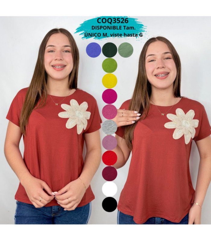 BLUSA SRA.M/C ALG.FLOR ENFRENTE.COQUETA