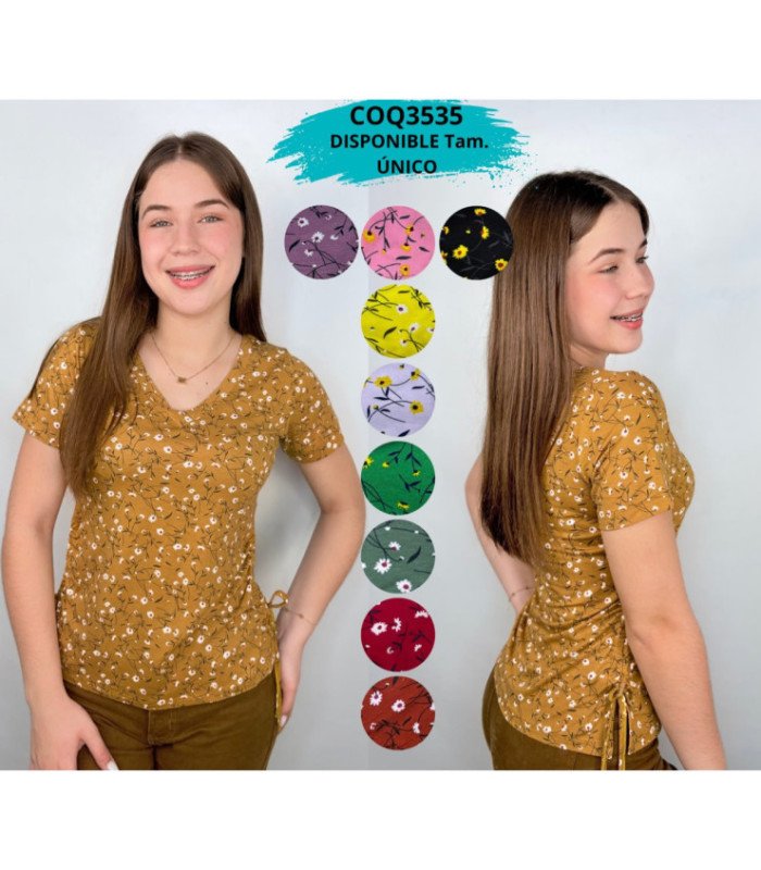 BLUSA SRTA M/C ESTAMPADO FLORCITAS.COQUETA