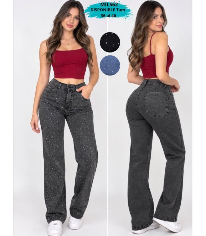 PANT.JEANS C/ BRILLO ANCHO 36 AL 46.MILKU