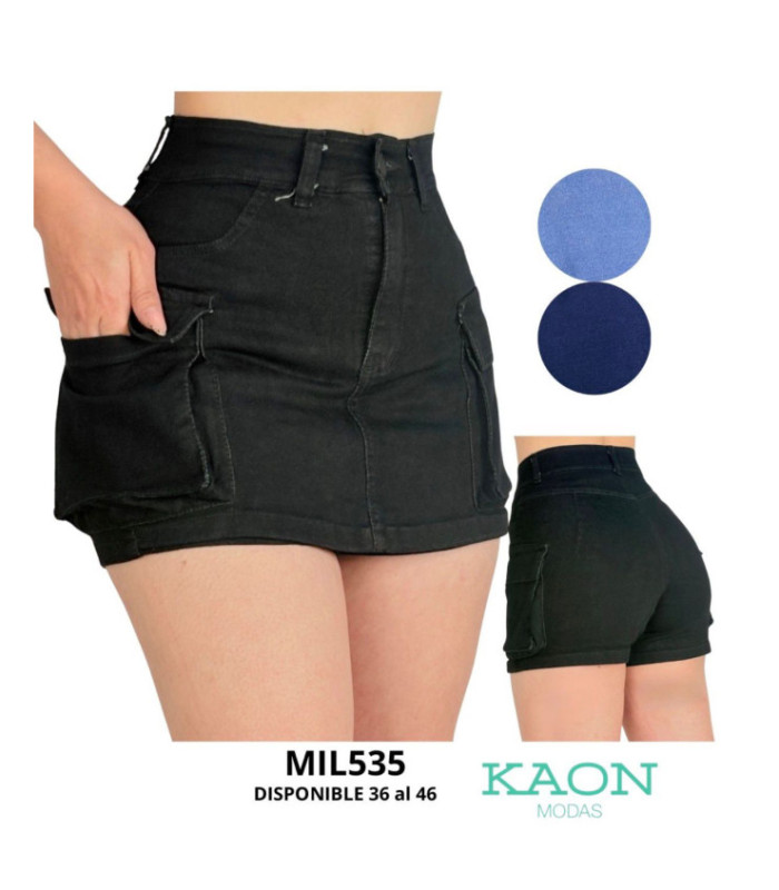 SHOR POLLERA CARGO JEANS 36 AL 46.MILKU